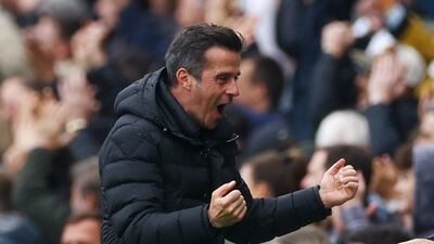 Fulham manager Marco Silva celebrates their third goal. Reuters