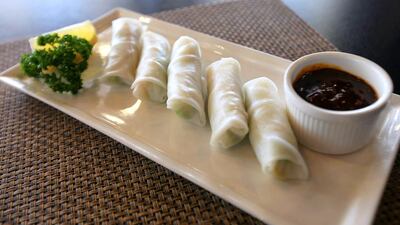 A rice wrapper dish, the vegetarian spring roll, at Wonton House. Pawan Singh / The National