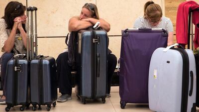 Passengers stranded in Sharm el Sheikh International Airport after flights were halted on security grounds. Vinciane Jacquet / AP