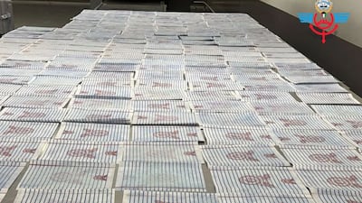 Kuwait's Customs authority said officers seized more than 1,600 sheets of paper that had been saturated with a narcotic substance. Photo: Kuwait Customs / X