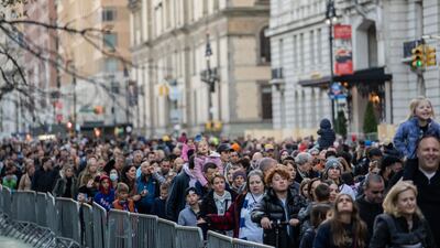 Hundreds of people queue to watch the floats being prepared. Getty Images / AFP