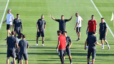 Juventus players during training. EPA