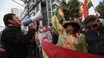 Demonstrators protest against alleged electoral fraud in the general elections, near the Supreme Electoral Court in La Paz, Bolivia. EPA