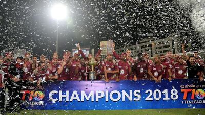 Warriors celebrate with the trophy. Chris Whiteoak / The National