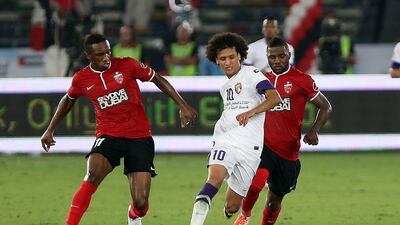 Omar Abdulrahman of Al Ain, centre, could hear his name chanted by the crowd throughout his club's 1-0 win over Al Ahli to take the President's Cup on May 18, 2014. Pawan Singh / The National