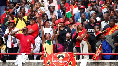 People cheer as they wait for the inauguration ceremony to swear in Kenya's president Uhuru Kenyatta at Kasarani Stadium in Nairobi, Kenya on November 28, 2017. Baz Ratner / Reuters