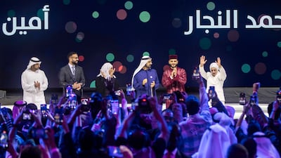 Sheikh Mohammed bin Rashid, Vice President and Ruler of Dubai, and Sheikh Hamdan bin Mohammed, Crown Prince of Dubai, with the four Arab Hope Makers winners, at the award ceremony in Dubai. All photos: Ruel Pableo for The National