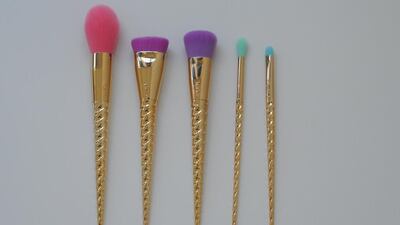 The limited-edition Magic Wands Brush set features five brushes – a pink one for powder, green to blend eyeshadow, blue for shading eyeshadow, purple for liquid foundation and magenta for contour.. Aarti Jhurani