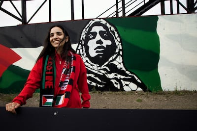 National Palestinian football player Bisan Abuaita in Dublin before Palestine's friendly with the Bohemian Club. Hannah McCarthy