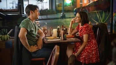 Nick Robinson, left, as Wes and Zoey Deutch as Jill in Voicemails for Isabelle. Photo: Netflix