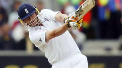 Andrew Flintoff hits the winning runs against South Africa.