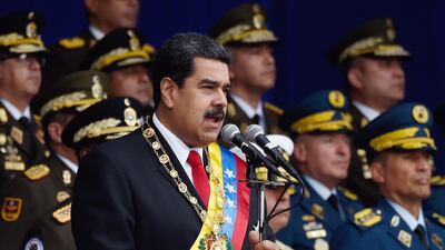 In this file photo taken on August 4, 2018, Venezuelan President Nicolas Maduro speaks at a ceremony to celebrate the 81st anniversary of the National Guard. AFP