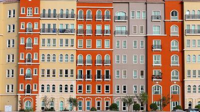 Discovery Gardens affordable apartments: 1BR - Dh72,000 average rental rate, up 2.9% year-on-year. 2BR - Dh80,000 average rental rate, no change year-on-year. Singh / The National