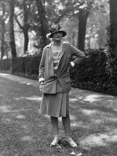Gabrielle 'Coco' Chanel seen here in 1928 wearing a jacket with pockets. Getty Images