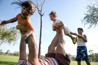 A family at Mushrif Park in Abu Dhabi, on April 3, 2015. Silvia Razgova /The National