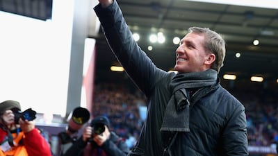 Brendan Rodgers is all smiles after Liverpool defeat Aston Villa to extend their unbeaten streak to eight games. Clive Mason/Getty Images