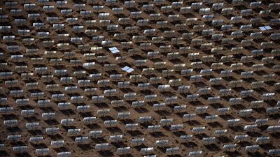 Mirrors at the Ivanpah solar electric generating system are seen in Nevada. Solar energy at present supplies less than 1 per cent of the United States’ current needs. Ethan Miller / Getty Images / AFP