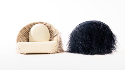 Made from palm fronds and inspired by traditional 'areesh' houses, this chair collection is a collaboration between Laura Blasco, Juanmi Juarez and Alex Estevez from Mermelada Estudio and Emirati designer Ghaya Bin Mesmar. Courtesy Irthi