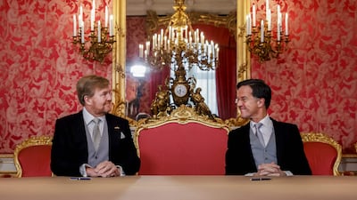 Dutch Prime Minister Mark Rutte, right, whoses coalition government collapsed after only a year and half in office. AFP