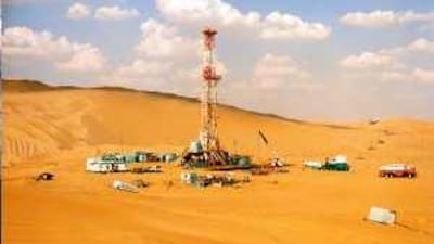 An ADNOC drilling rig in Abu Dhabi. Baoji Oilfield Machinery's oilfield services contract is a first for a Chinese state oil firm in the emirate.