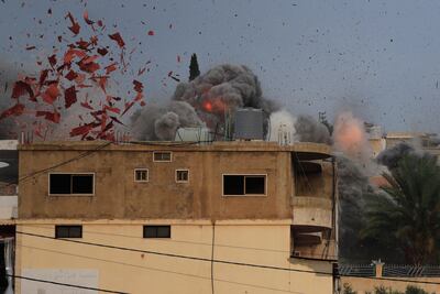 An Israeli airstrike pounds the village of Teir Debba in southern Lebanon. AP