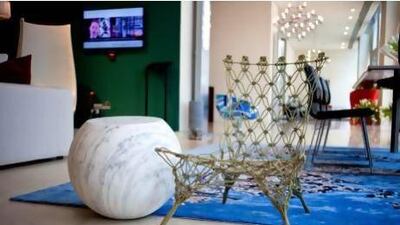 Cappellini's iconic Knotted chair sits in the new PF Emirates showroom on Sheikh Mohammed bin Rashid Boulevard in Downtown Dubai. Razan Alzayani / The National