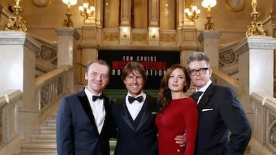 From left, Simon Pegg, Tom Cruise, Rebecca Ferguson and director Christopher McQuarrie. Andreas Rentz / Getty Images for Paramount Pictures