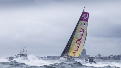 Captain Ian Walker says he and the Azzam crew are ‘in kind of a strange position’ as the final stretch to the finish at Gothenburg. ‘We don’t want to do anything stupid,’ Walker says. Ian Roman / Abu Dhabi Ocean Racing