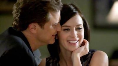 Colin Firth, left, and Emily Blunt in Arthur Newman. Vertebra Films