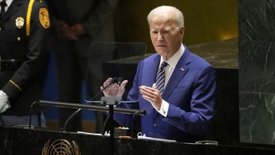 President Joe Biden addresses the 78th UN General Assembly in New York. AP