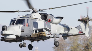 A Royal Navy Wildcat equipped with Martlet missiles that could soon be exported to Gulf states. AFP