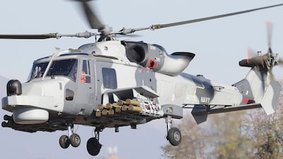 A Royal Navy Wildcat equipped with Martlet missiles that could soon be exported to Gulf states. AFP