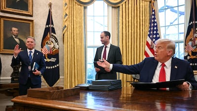 US President Donald Trump with Middle East envoy Steve Witkoff, left, in the Oval Office of the White House last week. AFP