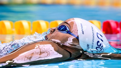 France's Mary-Ambre Moluh competes in the 50-metres backstroke final during the French national swimming championships in Saint-Etienne, central France. AFP