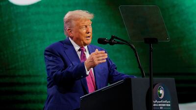 Mr Trump speaks at the forum, held during his official visit to the Gulf region. Reuters