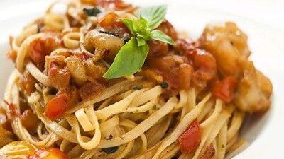 Tagliolini with prawns.