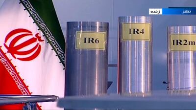 Islamic Republic Iran Broadcasting, state-run TV, shows three versions of domestically-built centrifuges are shown in a live TV program from Natanz, an Iranian uranium enrichment plant, in Iran. AP
