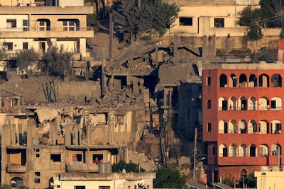 Damage to houses in Khiam, a town near the Lebanese-Israeli border, that was hit by Israeli air strikes on Friday June 21, seen from the Lebanese town of Marjayoun. AP Photo