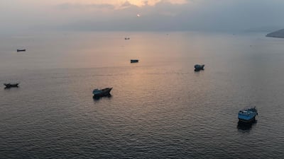 Vessels anchored off Oman’s coast, near the Strait of Hormuz. AFP