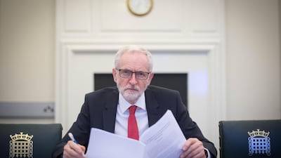 Britain's opposition Labour Party leader Jeremy Corbyn in his office in the Houses of Parliament. AFP