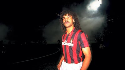 AC Milan's Ruud Gullit during the European Cup semi-final second leg against Real Madrid in 1989 which the Italian side won 5-0. Allsport