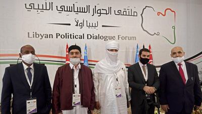 Libyan delegates attend the opening of the Libyan Political Dialogue Forum hosted in Gammarth on the outskirts of Tunisia’s capital, Tunis. AFP