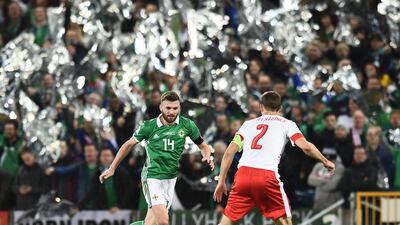Winger Stuart Dallas, left, is an injury doubt for Northern Ireland's World Cup play-off return leg against Switzerland on Sunday. Charles McQuillan / Getty Images