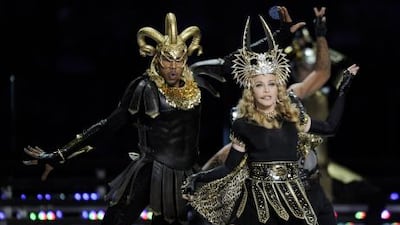 Madonna performs during the NFL Super Bowl in Indianapolis, Indiana on Sunday. She is heading to Abu Dhabi in June.