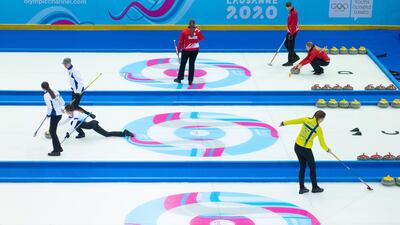 Athletes compete in the curling mixed team round robin, during Day 4 of the Lausanne 2020 Winter Youth Olympics on Monday, January 13. Getty