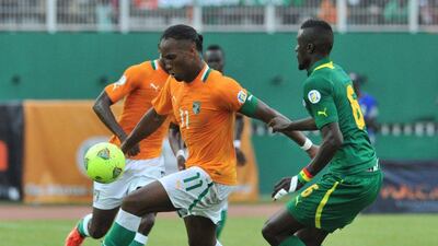 Didier Drogba, Ivory Coast's 35 year old captain, drove home a penalty in the fifth minute on Saturday. Issouf Sanogo / AFP