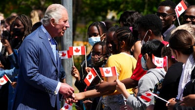 Prince Charles and Camilla, Duchess of Cornwall, visit Assumption Catholic School in Ottawa, while on their 2022 Royal Tour to Canada on Wednesday May 18, 2022. The Canadian Press/AP
