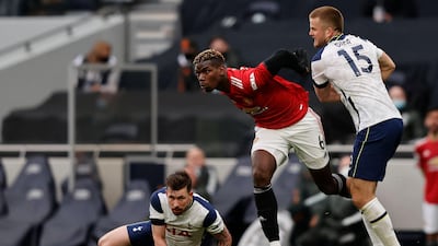 Paul Pogba in action for Manchester United against Tottenham when he played a vital role in a 3-1 win over Jose Mourinho's team. AFP