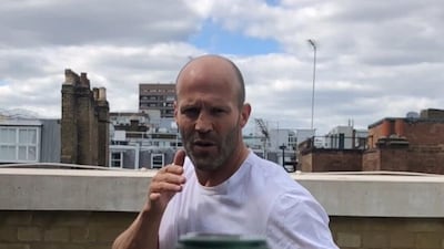 The now-viral challenge sees participants kicking the cap off bottles. Instagram / Jason Statham