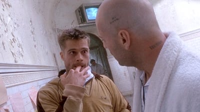 Brad Pitt, left, and Willis in 12 Monkeys. Photo: Universal Pictures